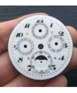 Antique Triple Date &amp; Moon Phase Pocket Watch Enamel Dial 45mm - $266.51 CAD