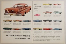 1958 Print Ad Chevrolet Cars for '58 Corvette & 16 Other Models General Motors - $20.68