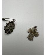Two Antique Christian Religious Medals LADY MT CARAMEL Charm Pin  BB3 - €13,85 EUR