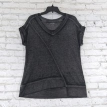 Calvin Klein Performance Women T Shirt Small Gray Short Sleeve V Neck Cuffed Top - £14.26 GBP