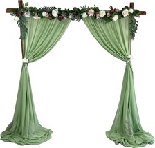 Sheer Chiffon Backdrop Curtains Sage/Olive Green, 120 X 120 Inch, Chiffon Fabric - £32.20 GBP