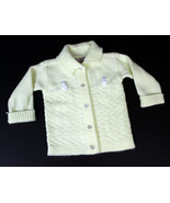Vintage 1960s Snowman Baby Sweater Blue Bird Orlon Acrylic Yellow - £19.48 GBP