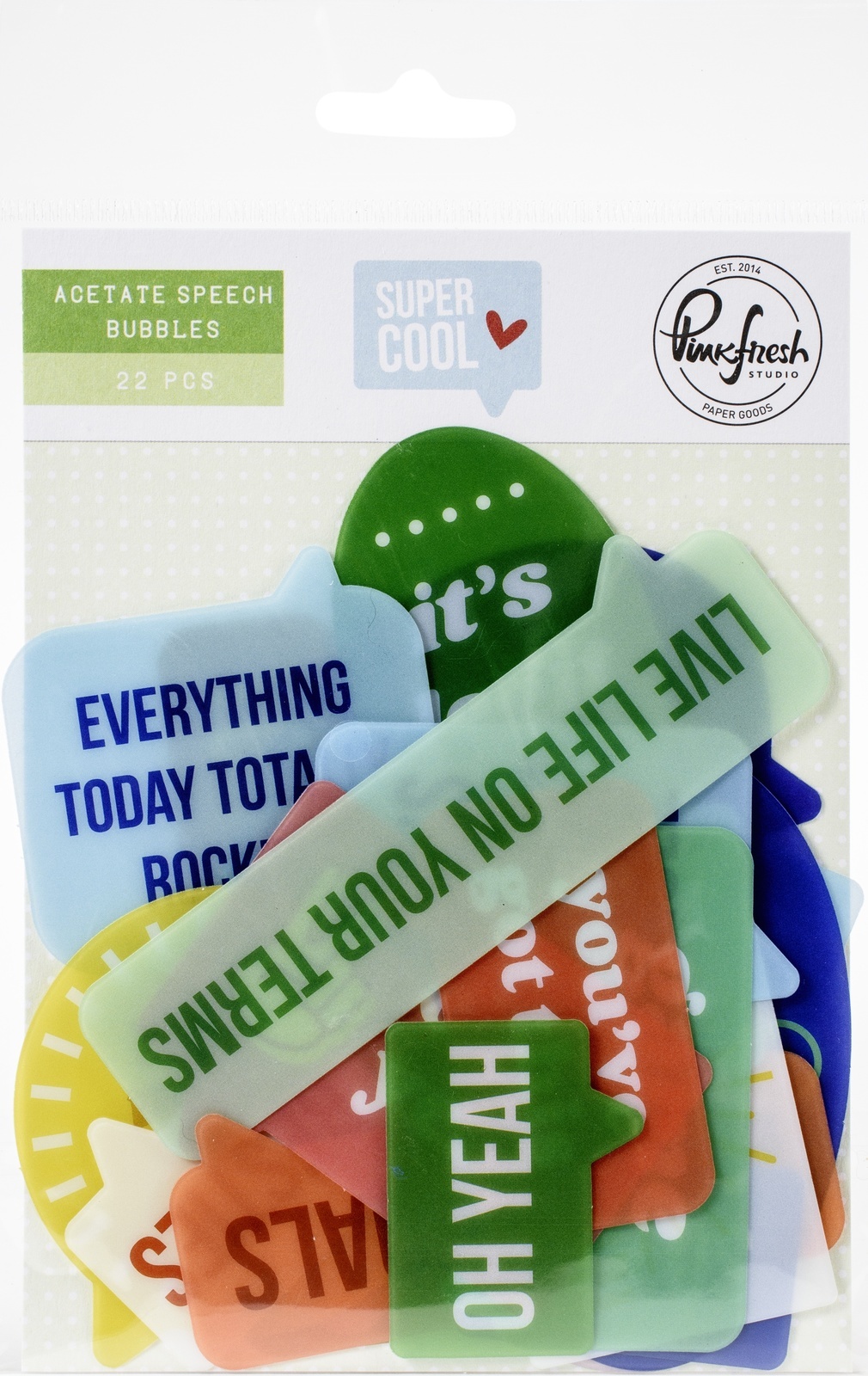 Pinkfresh Acetate Speech Bubbles Die Cuts Super Cool - $10.86