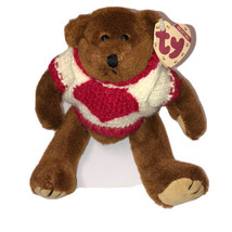 Ty Small Plush Bear “Casanova” Poseable With Heart Shaped Sweatshirt - £5.32 GBP