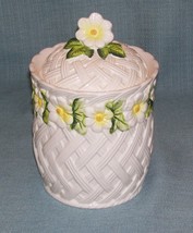 Vintage Lefton RUSTIC DAISY CANISTER with Lid # 956 -White/Yellow/Green-... - $9.95