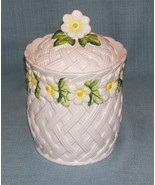 Vintage Lefton RUSTIC DAISY CANISTER with Lid # 956 -White/Yellow/Green-... - £7.43 GBP