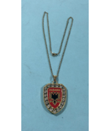 NEW ALBANIA-KOSOVA  EAGLE EMBLEM+STONES NECKLACE PENDANT-GOLD COLOR- SOU... - $14.85