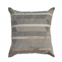 20&quot; X 20&quot; Gray Taupe And Ivory 100% Wool Striped Zippered Pillow - £49.64 GBP
