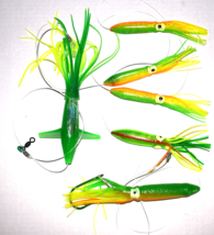 Daisy Chain Trolling Lure Teaser Bird 4 Bulb Squids w Hook Lure + Bag Tu... - $23.00