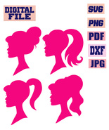 svg/png/jpg/pdf/dxf Doll Head hairstyle Haircut Princess Doll Pink 4 designs - $2.99