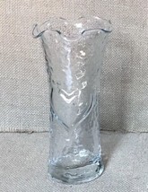 Vintage Anchor Hocking 6.5 Inch Clear Dimpled Glass Raised Heart Vase Ru... - $8.91