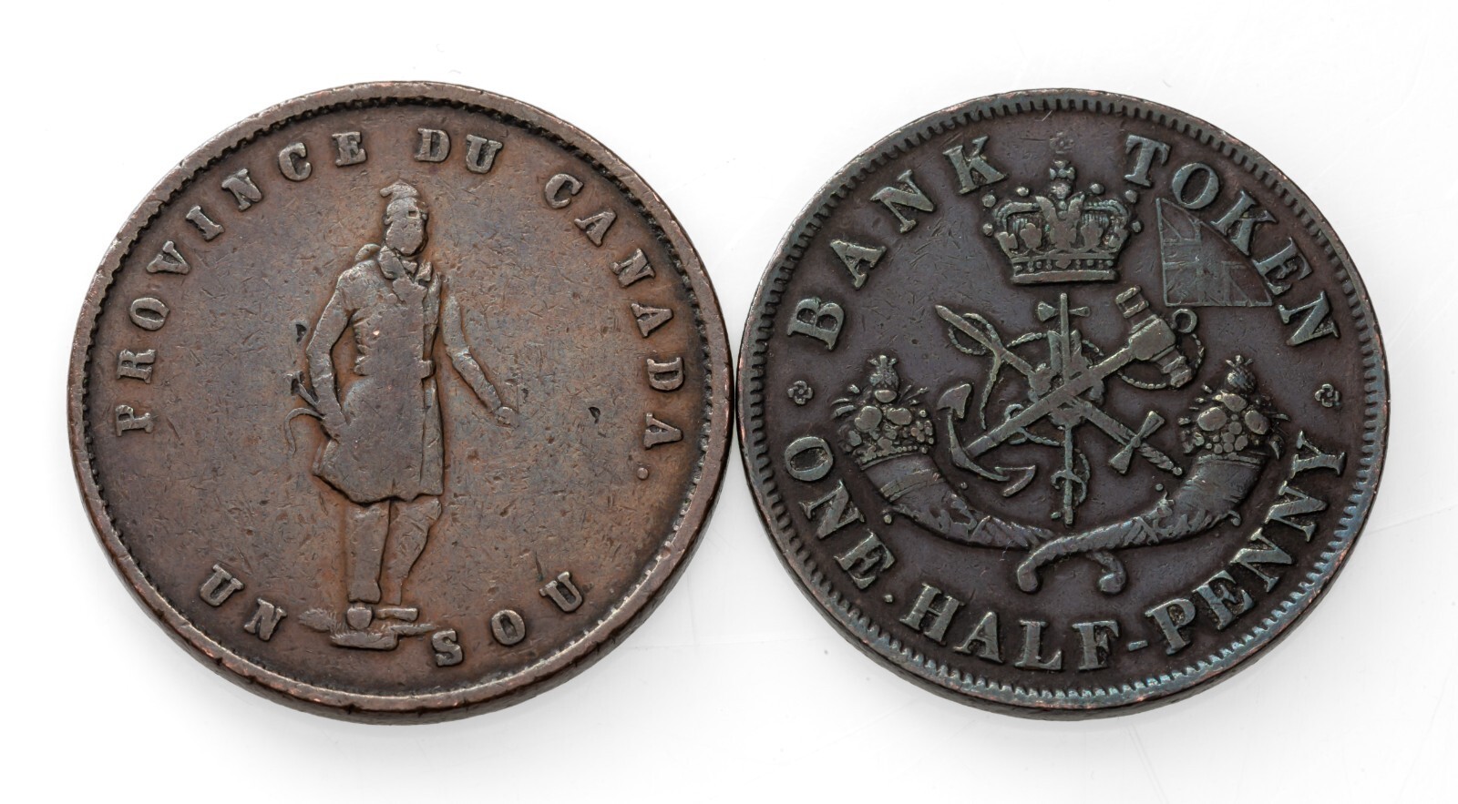 1842-1857 Canada Token Coinage Lot of 3 Fine to XF Condition Item image 2