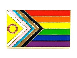 Progress Pride Badge Flag Large Lapel Pin Gay Trans Bi Intersex Rights LGBTQIA+ - £2.67 GBP