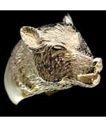 Sterling silver Wild Animal ring Howling Wolf high polished 925 silver - $170.22 CAD