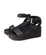 Franco Sarto Womens 9 M Black Faux Leather Strappy Wedge Sandals NIB XS1 - $1,018.31 MXN