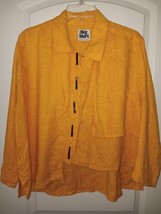 CAROLE TOMKINS The Big Shirt Size 0 Hi-Lo Hem Toggle Buttons Woven Orange  - $37.11
