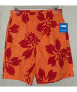 NWT MENS MOSSIMO ORANGE &amp; RED HAWAIIAN FLORAL SWIM TRUNKS  SIZE S - €20,26 EUR