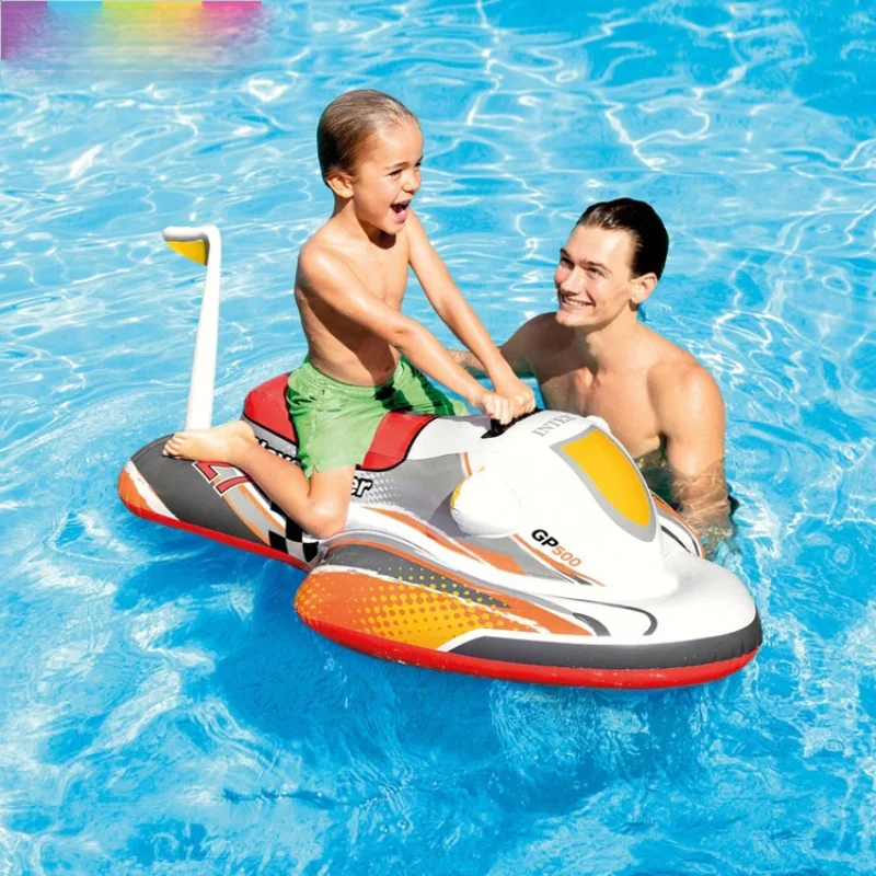 Le kids floating water party toy inflatable motorboat surf mount swimming float row toy thumb200
