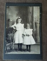 Cabinet Card late 1800s 2 young girls sisters dresses J.W. Goetz West Be... - £10.65 GBP