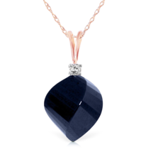 15.3 Carat 14K Solid Gold Diamond Necklace w/ Twisted Briolette Sapphire Pendant - £284.89 GBP