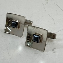 Vintage Sterling Silver Native American Bell Trading Post Hematite Cuffl... - $690.35 MXN