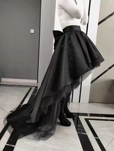 BLACK High-low Tulle Skirt Custom Plus Size Prom Party Tulle Maxi Skirt image 2