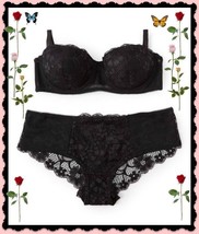 38C RENE ROFE Gorgeous Dk Black Floral Lace MultiWay UW Bra Hipster 2pc Set $38 - £15.71 GBP