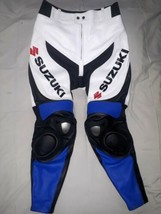 SUZUKI GSXR BIKER  MOTORCYCLE LEATHER ARMOURED TROUSER MOTORBIKE LEATHER... - $242.75 CAD
