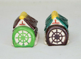 Vintage Small Mill Houses With Water Wheels Salt &amp; Pepper Shakers  - $9.95
