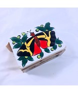 Vintage Matchbox Match Holder butterfly moth Ceramic Tile slip case storage - $27.41 CAD