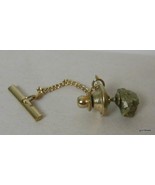 Vintage Gold Tone Tie Tack with Chain Fool&#39;s Gold Stone - $16.24