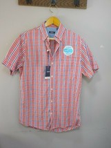 Izod Mens The Breeze Oxford Shirt Red White Plaid Coolfx Short Sleeves S  - $16.96