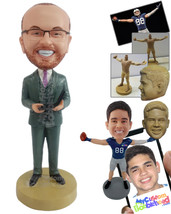 Personalized Bobblehead Businessman wearing nice suit holding a book agenda - Ca - £72.74 GBP