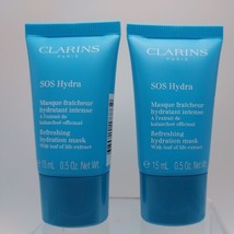 LOT OF 2 Clarins SOS Hydra Refreshing Hydration Mask 0.5oz ea Sealed - £8.53 GBP