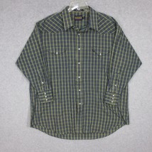 Panhandle Slim Men&#39;s Pearl Snap Shirt Long Sleeve Size 19 34 Blue Yellow... - £14.47 GBP