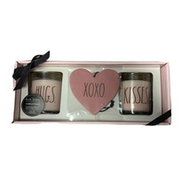 Rae Dunn Valentines Candles Hugs Kisses Candle Air Freshener Gift Set New - £36.38 GBP