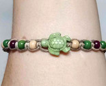 Green Turtle Wood Bead  Hemp Bracelet  handmade jewelry  Kids Girls  - $9.99