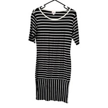 NEW Lularoe Julia Dress Medium Black White Striped Shift Rayon Spandex Colorful - £12.94 GBP