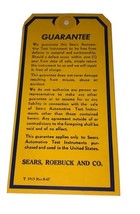 Sears, Roebuck And Co. Automotive Test Instrument Guarentee Tag Vintage ... - $151.35 MXN