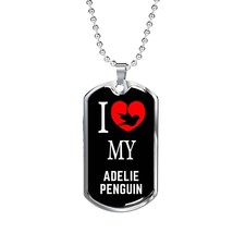 Adelie Penguin Necklace Stainless Steel or 18k Gold Dog Tag 24&quot; Chain - £37.88 GBP+