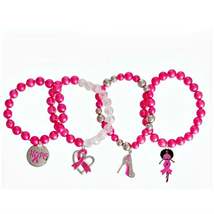Women&#39;s Breast Cancer Charm Stretchy Bracelets - £20.42 GBP