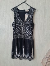 Maya Deluxe Black With Embellished Silver mini dress - UK size 12 Expres... - £17.99 GBP