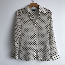 Alice Olivia Silk Shirt Women S Polka Dot Long Sleeve Button Down Collar FLAWED - £16.41 GBP