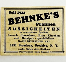 1945 WW2 German-USA Confectionary Advertisement Behnke&#39;s Brooklyn NYC C94B - $19.99