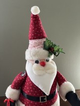 Vtg Quilt Handmade Stuffed Santa Claus Doll Decor 24&quot; - £11.84 GBP