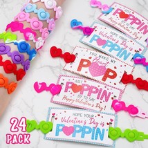 Valentines Day Gifts for Kids 24 Pack Valentines Cards with Heart POP Bracelets  - £26.93 GBP