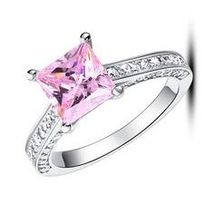 2.50 Ct Princess Cut Pink Sapphire Wedding Band Ring 14k White Gold Finish - £71.92 GBP