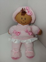 Kids Preferred first doll baby plush pink stripes brown skin African Ame... - £19.82 GBP