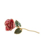 24K Gold Trimmed Lacquered Long Stem Pink Rose - £132.98 GBP