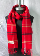 100% CASHMERE SCARF Made in England Warm Wool Plaid Color Red/black/Camel #F04 - £7.58 GBP